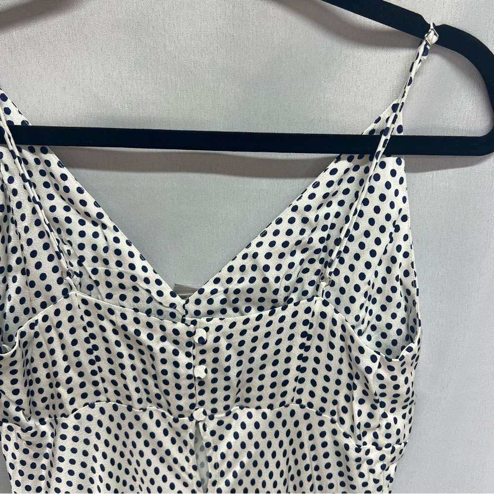 J. Crew Collection Full Length Luster Silky V-neck White Slip Dress Polka Dot‎ 4 - Picture 7 of 7